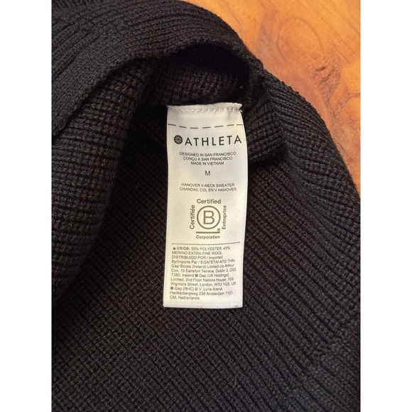 Athleta Hanover V Neck Sweater Gray Merino Wool Blend Women’s Size Medium MINT! - Picture 5 of 10
